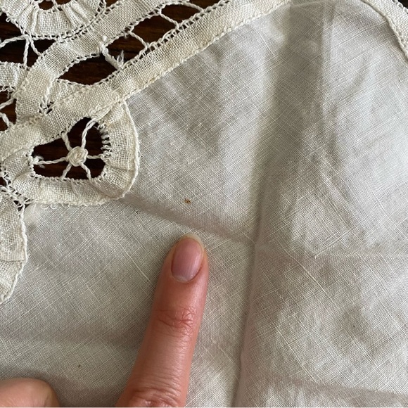 White Battenburg Lace Rectangular Placemat Decor 18.5x15" Cotton Handmade - Picture 6 of 13